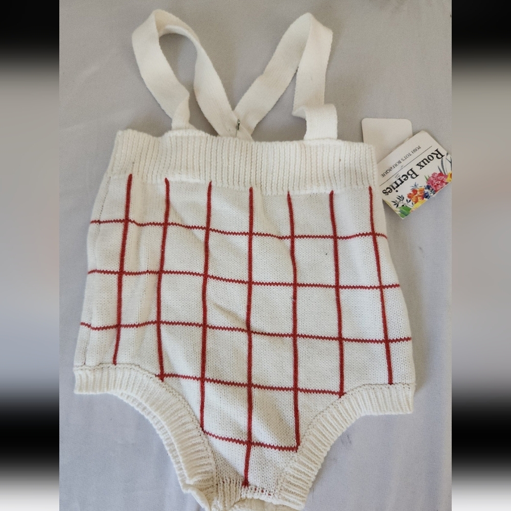 New Roux berries Infant boy 9-12m red plaid overalls #U03